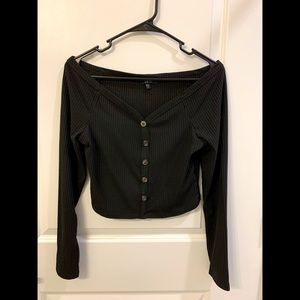Black Crop Top - Size Large
